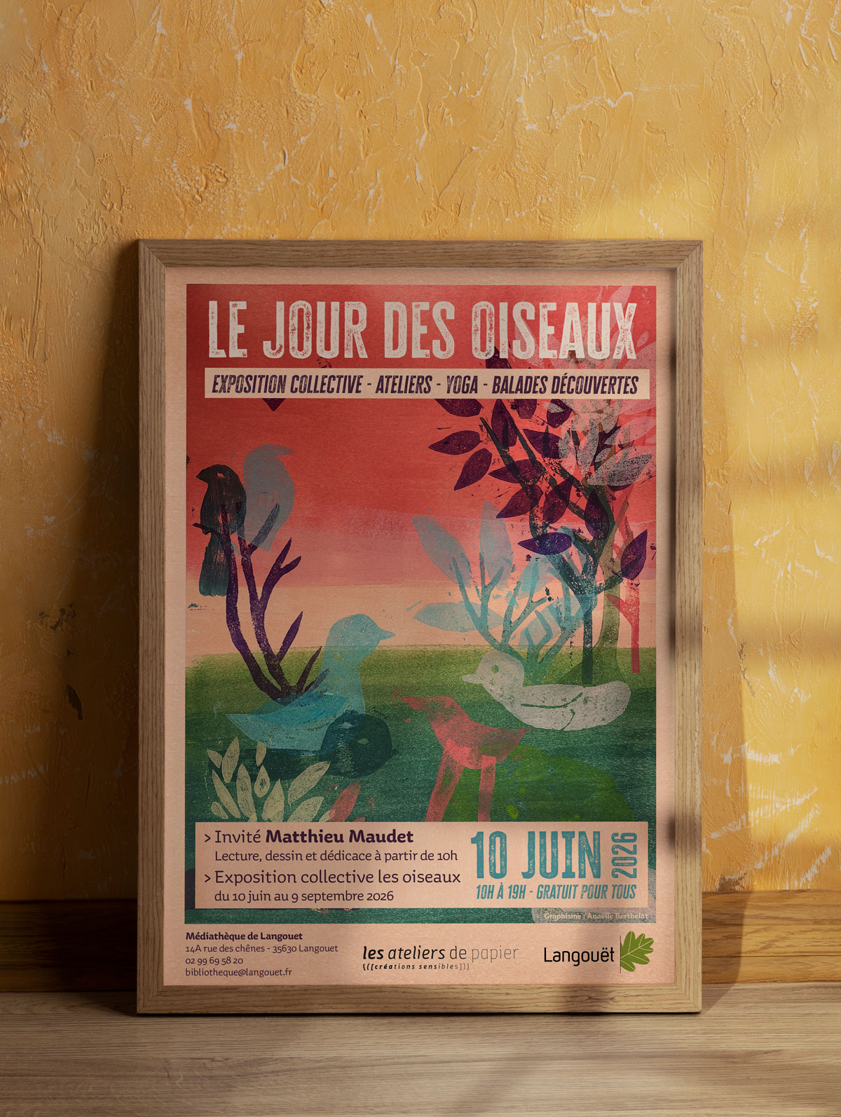 Affiche illustration le jour des oiseaux - exposition