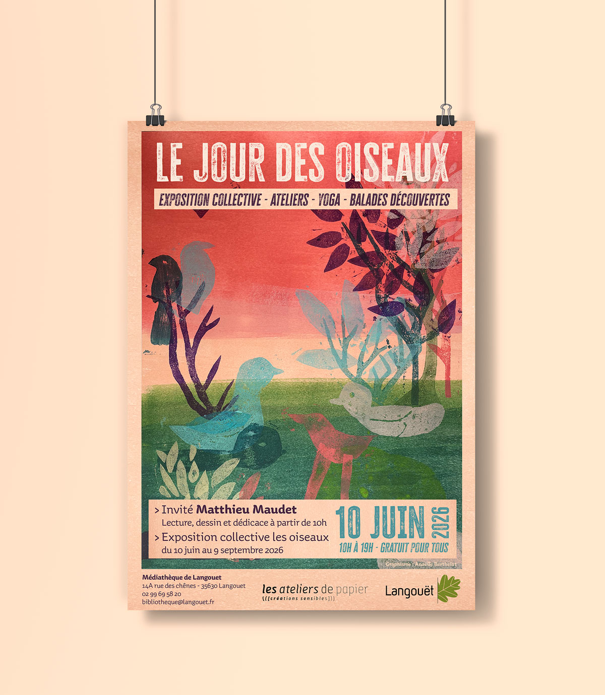 Affiche illustration le jour des oiseaux - exposition